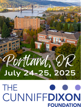 Image of building in Portland, Oregon with the text Portland, OR - July 24-25, 2025 and The Cunniffdixon Foundation logo