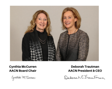 AACN Board Chair Cynthia McCurren and AACN CEO Deborah Trautman