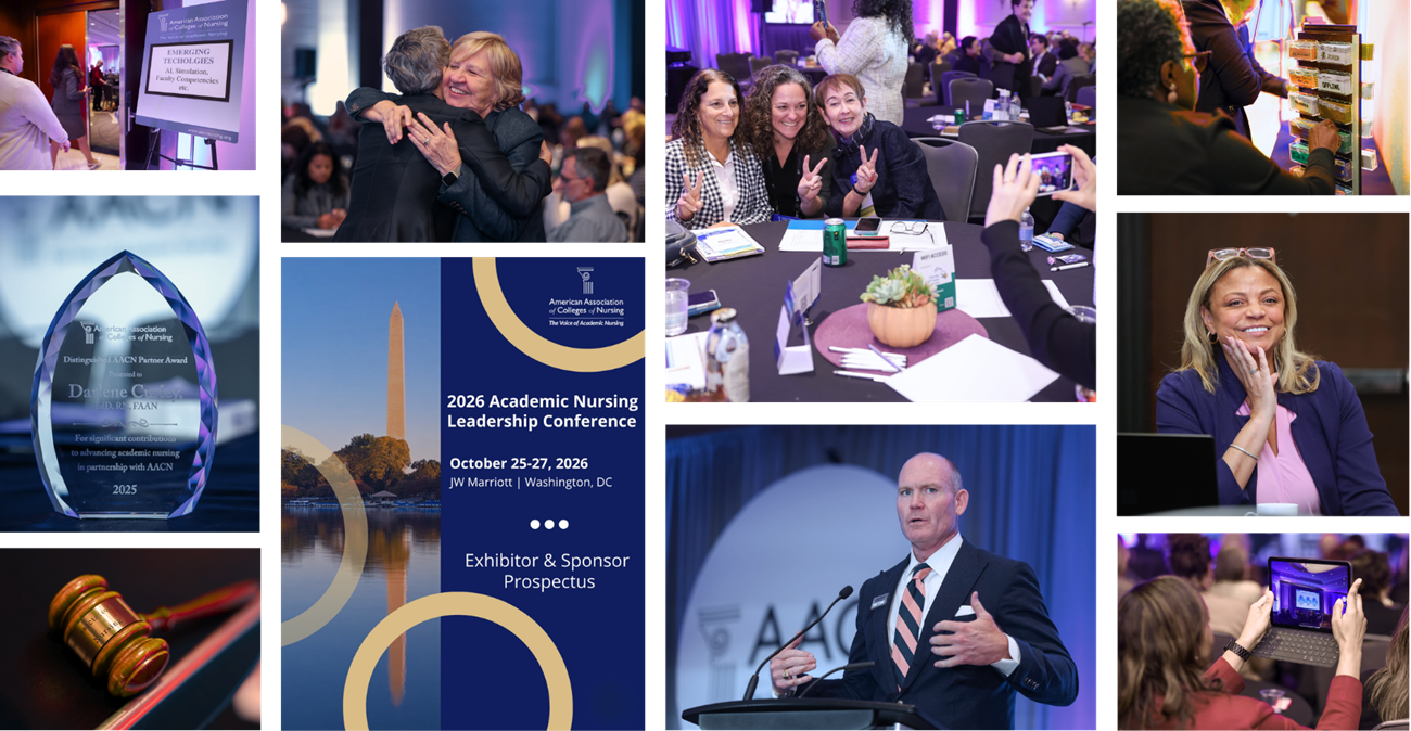 Collage of photos of exhibits and conference attendees at ANLC