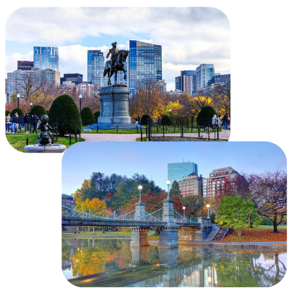 Two photos of downtown Boston