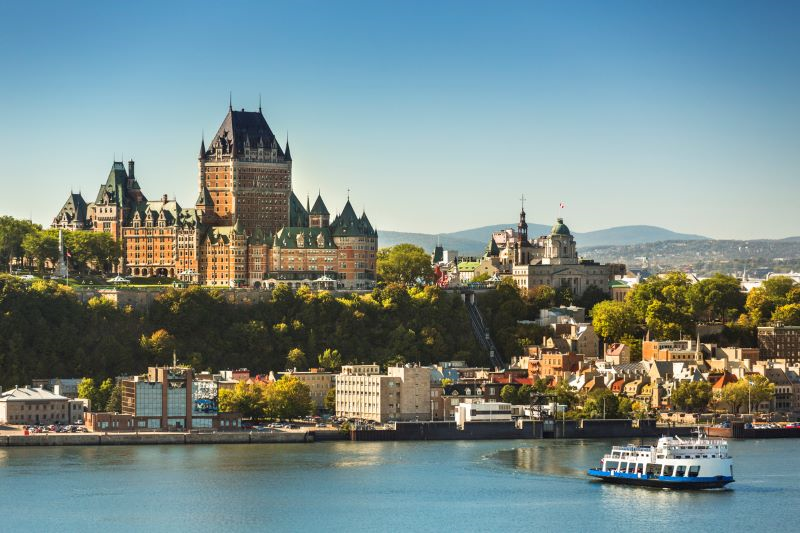 photo of the fairmont in quebec from over the water