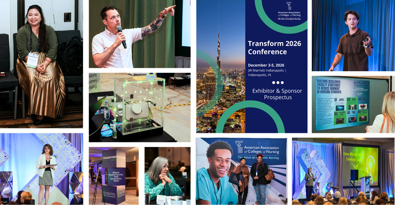 Collage of photos of exhibits and conference attendees at Transform