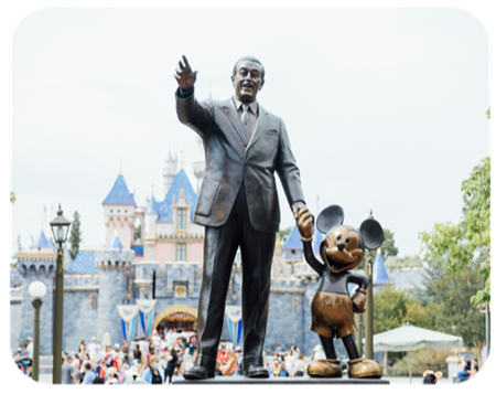 Photo of Walt Disney and Mickey Mouse statue in Disneyland