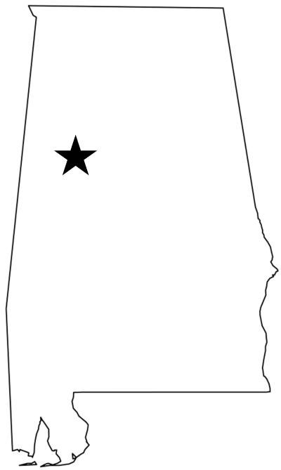 map of alabama with a star over tuscaloosa