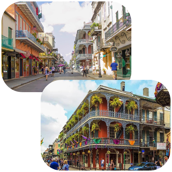 photo of disney castle in magic kingdom and photo of downtown orlando