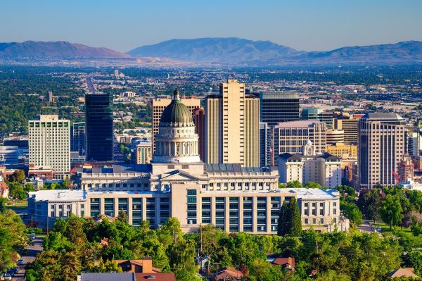 Areal photo of utah state capitol building in Salt Lake City