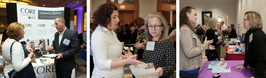 Photos of attendees at AACN Conferences Exhibit Hall