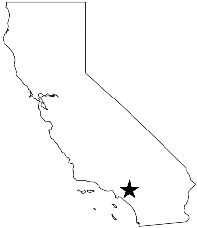 map of California with a Star marking Loma Linda