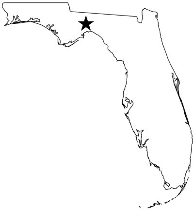 Map of Florida with a Star marking Tallahassee