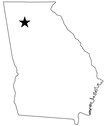Map of Georgia with a star to show Atlanta